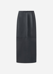 Full-Length Pencil Skirt in Leather - Black - CO Collections